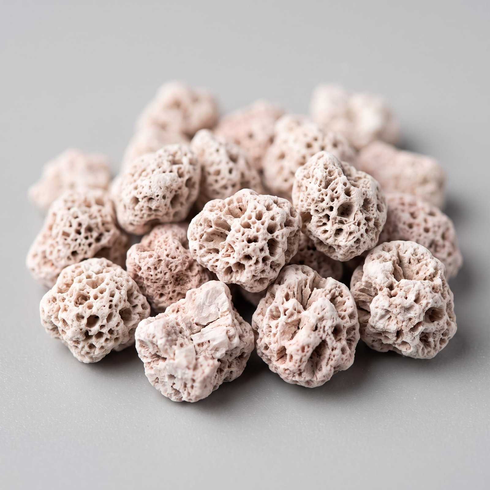 Macro de zeolita clinoptilolita, mineral granular blanco rosáceo